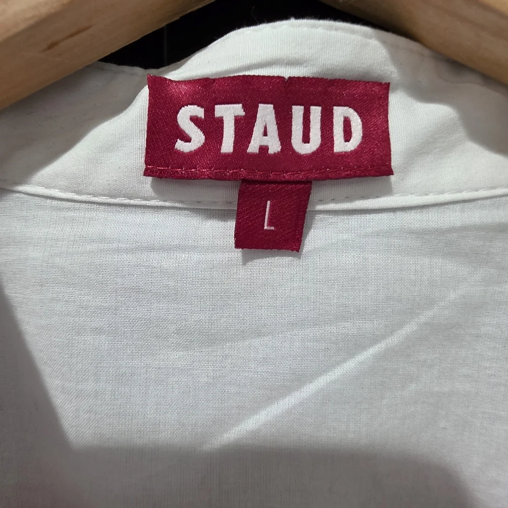 NWT‎ Staud White Midi Maxi White Button Up Dress Long Sleeves Sz Large - Picture 2 of 8